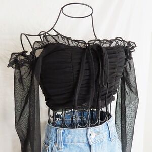 Y2K Black Lace Crop Top